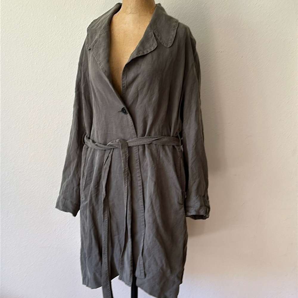 Pharaoh sz 3 medium/ large muted green lightweight trench good condition